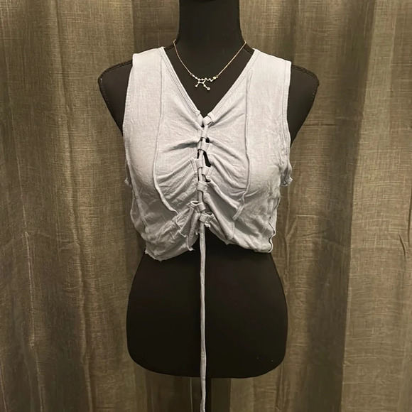 Blue LA Hearts Crop Top - Picture 1 of 3